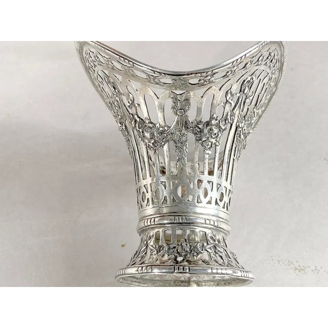 Metal Late 19thC German Sterling Silver Pierced Basket W/Glass For Sale - Image 7 of 13