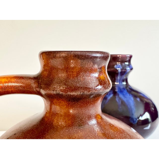 Handmade Stoneware Vases with Handles, Germany, 1980s, Set of 2 For Sale - Image 6 of 12