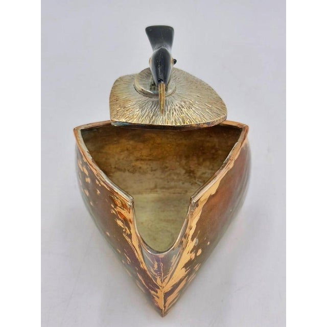 1980s Emilia Castillo Copper & Silver Creamer & Sugar Set With Bird Sculptures For Sale - Image 14 of 18