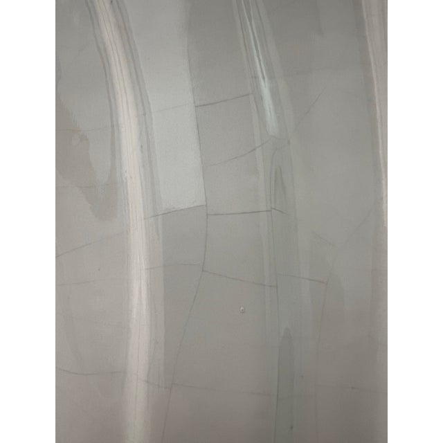 Vintage Postmodern 1980s White Ribbed Ceramic Fan Flutes Large Vase Art Deco For Sale - Image 11 of 11