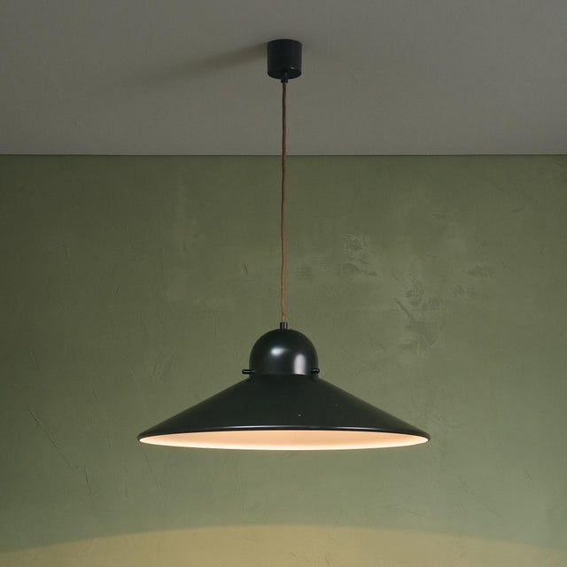 Dark Green Lacquered UFO Pendant from Stilnovo, Italy, 1970s For Sale - Image 9 of 9