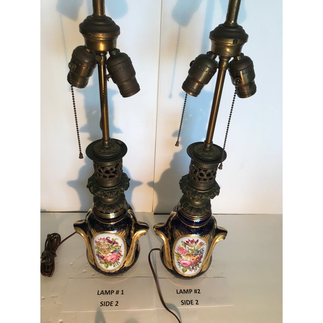 Antique French Bayeux Porcelain Table Lamps - a Pair For Sale - Image 6 of 15