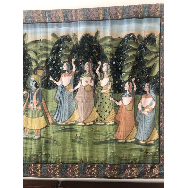 1970s Large Indian Silk Tapestry Art For Sale - Image 4 of 8