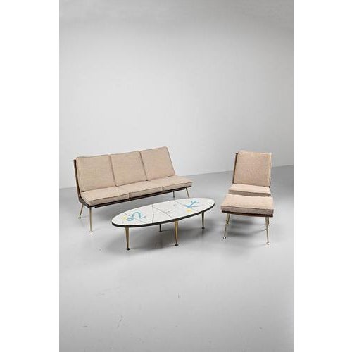 Three-Seater Sofa and Lounge Chair with Hocker by Hans Mitzlaff, Set of 3 For Sale - Image 3 of 18