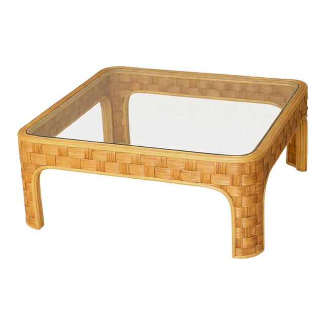 Late 20th Century Woven Reed Coffee Table For Sale