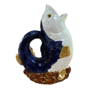 Vintage Majolica Leaping Fish Jug