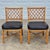 1970s Bamboo Rattan Lattice Back Dining Chairs W/ Black Faux Leather Cushions, Assembled Set of 4 For Sale - Image 4 of 11