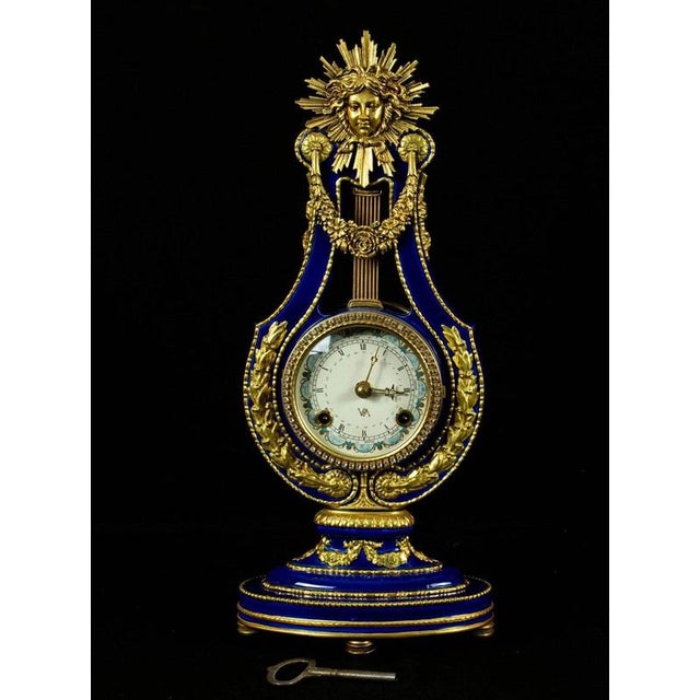 Marie Antoinette Cobalt Blue Porcelain Mantel Clock, 1970s For Sale - Image 9 of 18