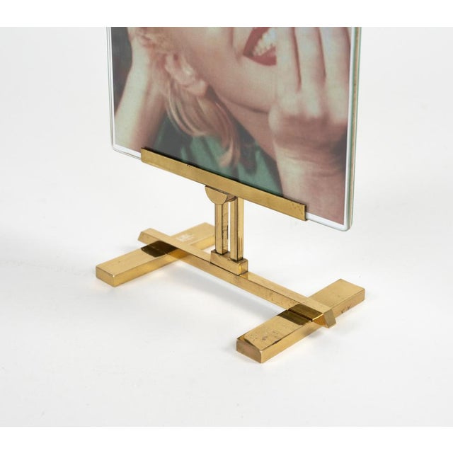 Mid-Century Brass and Glass Picture Frame in the style of Paul Lobel, Italy, 1950s For Sale - Image 9 of 17