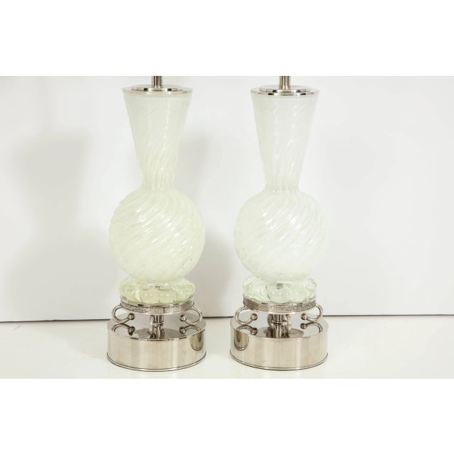 1950s Barovier and Toso Pearlized Murano Lamps - a Pair For Sale - Image 9 of 12