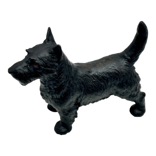 Very Nice Vintage Hubley Manufacturing Co. Cast Iron Standing Scottish Terrier - Scottie Dog Doorstop - Circa 1930s For Sale