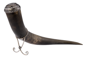 19th Century Scottish Horn, Banded Agate & Solid Silver Table Snuff Mull, 1870