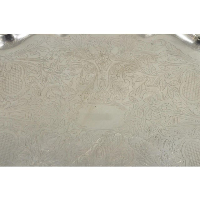 Mid 20th Century Antique Wallace Baroque Large 28" Silver Plated Serving Bar Tray W/ Handles For Sale - Image 5 of 12