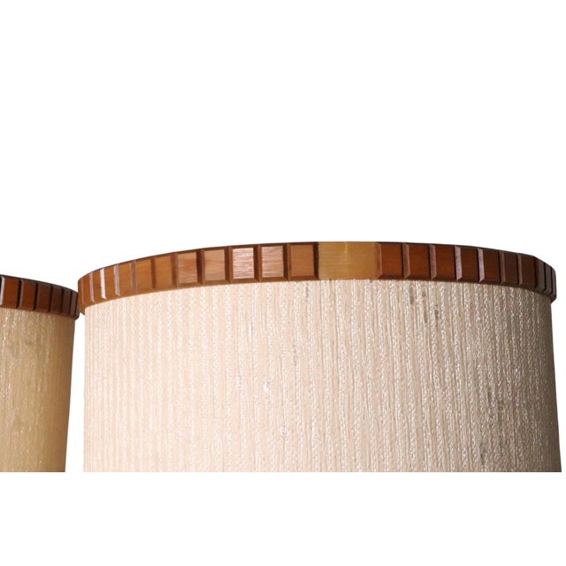 Wood Pr. Sculptural Mid Century Table Lamps With Original Shades C 1950/60's For Sale - Image 7 of 14