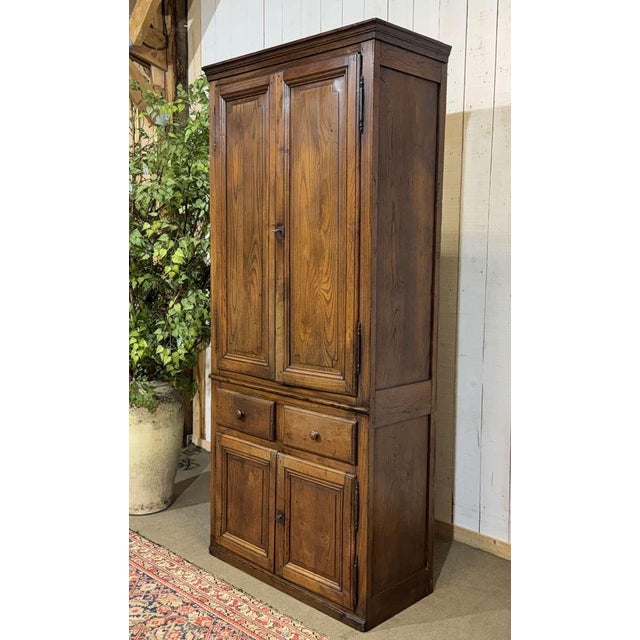 Wood Antique Chestnut Four-Door Cabinet, 1800s For Sale - Image 7 of 15