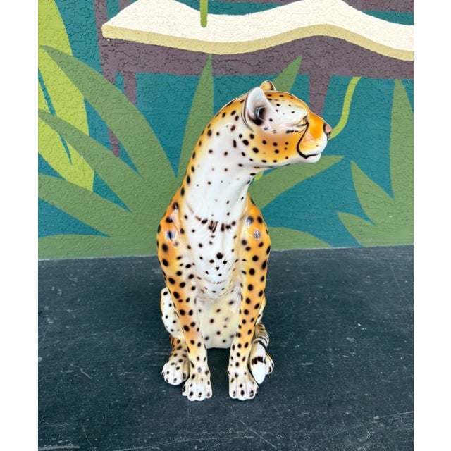 Italian Hand-Painted Ceramic Cheetah For Sale - Image 10 of 11