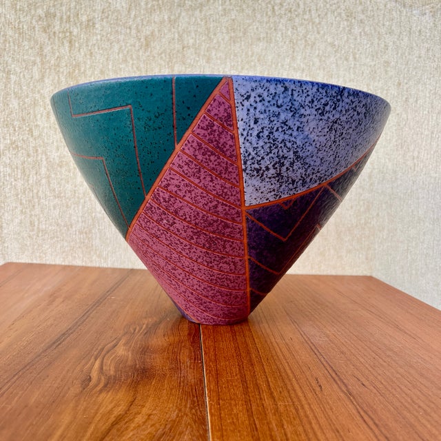 Green Postmodern Ceramic Decorative Center Bowl Signed by Japanese Artist Masuo Ojima. C 1980s For Sale - Image 8 of 18