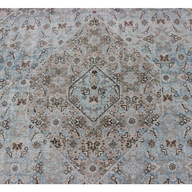 Early 20th Century Persian Antique Tabriz Rug With Medallion With Herati Design and Muted Colors 7'11 X 11'4 For Sale - Image 4 of 13
