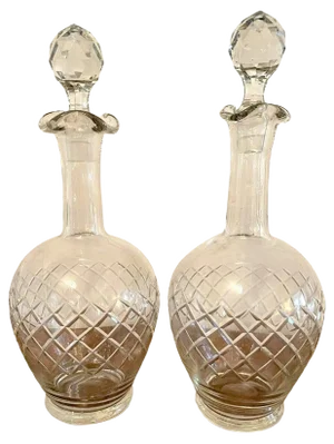 Edwardian Cut Glass Decanters, Set of 2