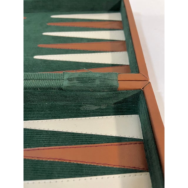 Vintage Mid-Century Green and Brown Striped Backgammon Game Set in Travel Case For Sale - Image 15 of 17
