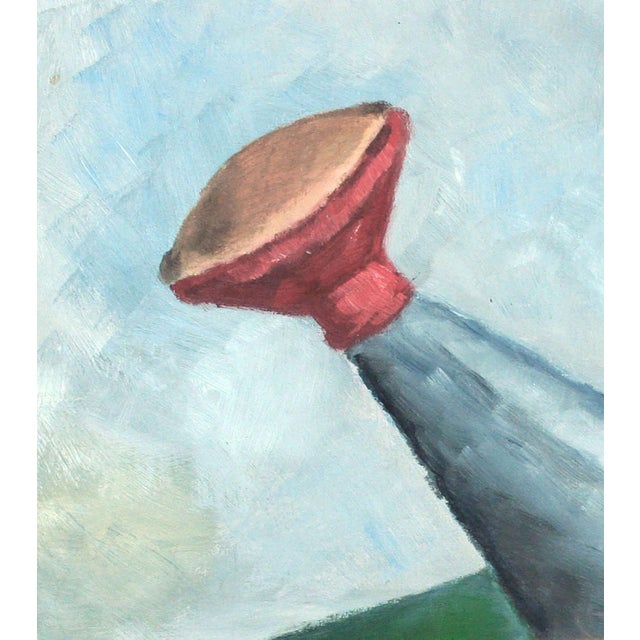 Mid century gardener's still life of watering can and terracotta pot by San Francisco, California artist Eleanor Perry...