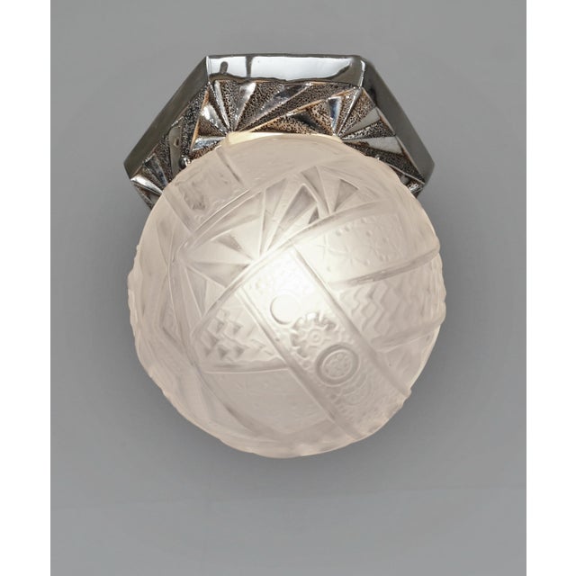 Muller Frères 1930s French Art Deco Flush Mount by Muller Freres France - A Pair For Sale - Image 4 of 11