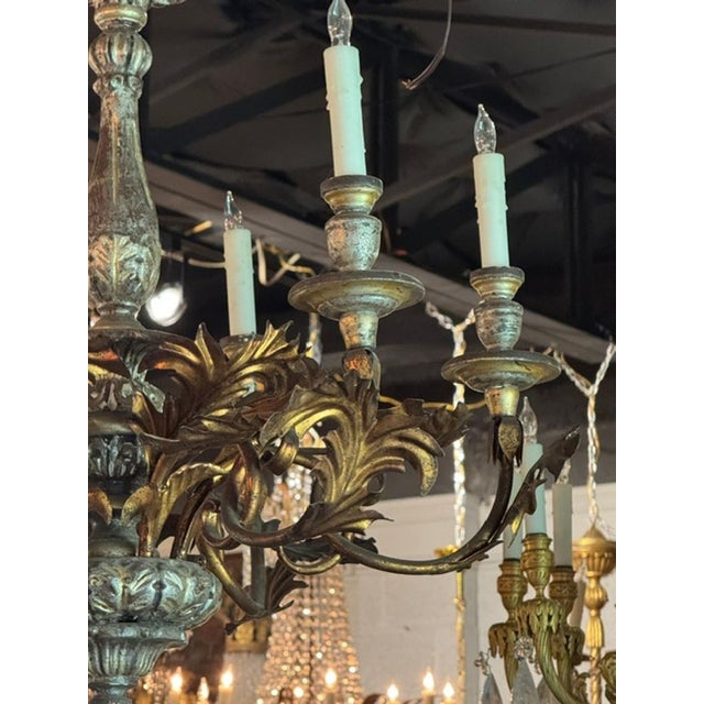 Vintage Italian Silver and Gold Leaf Chandelier For Sale In Dallas - Image 6 of 7