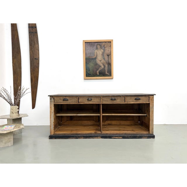 Large Antique Pine Trading Counter, 1890s For Sale - Image 5 of 18