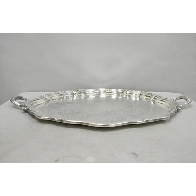 Antique Reed & Barton Winthrop Silver Plated Victorian Bar Serving Platter Tray For Sale - Image 12 of 14