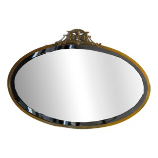 Late Victorian Oval Faceted Brass Wall Mirror, 1890s For Sale
