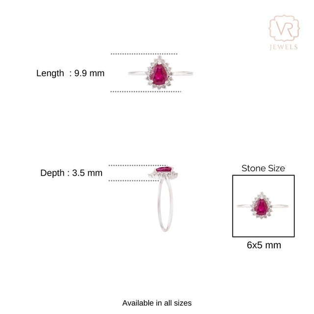 14k Gold Natural Mozambique Ruby Diamond Halo Ring Size 5.5 For Sale - Image 9 of 14