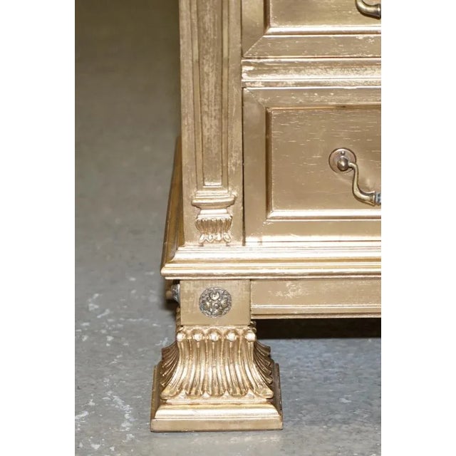 Gold Over Silver Leaf Painted Bedside Chests of Drawers, Set of 2 For Sale - Image 5 of 18