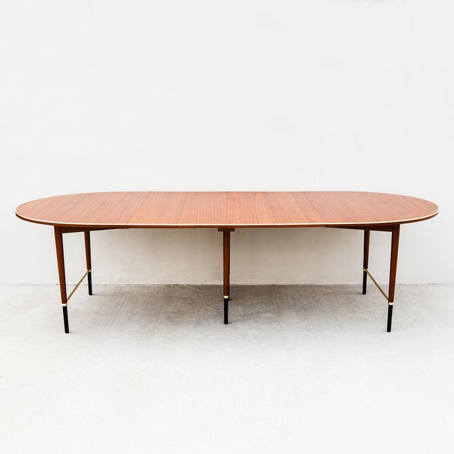 H. Sacks & Sons Restored 1950s Paul McCobb Mahogany & Brass "Connoisseur Collection" Expandable Dining Table For Sale - Image 4 of 18