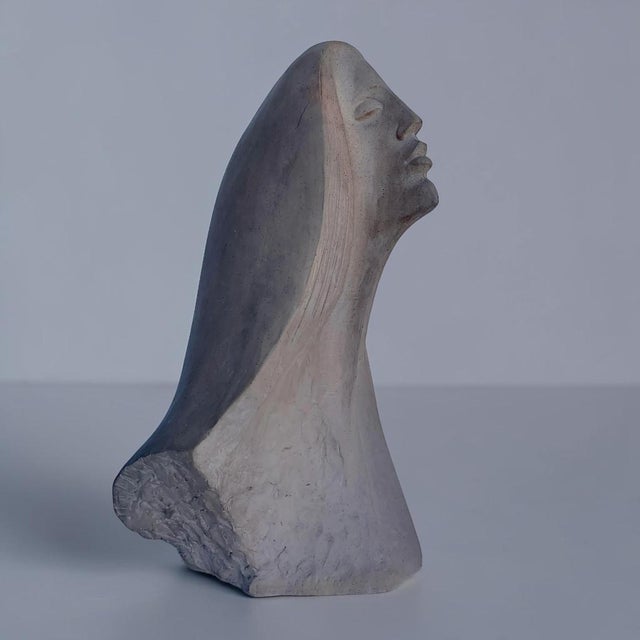 Stone 1980s Deco Sandstone Ceramic Abstract Woman Sculpture For Sale - Image 7 of 9