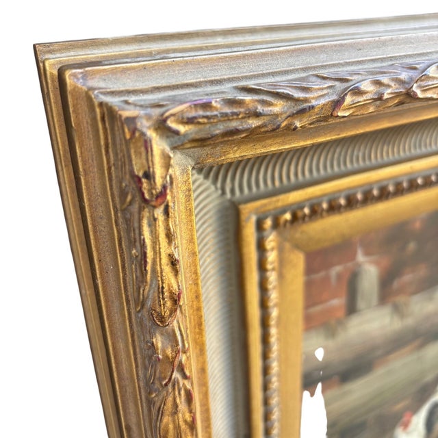 Framed Oil-on-Board Farmyard Scene in the Dusseldorf School Style, Circa Mid-Century For Sale - Image 4 of 16