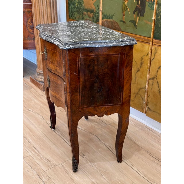 Wood 19th Century French Two Drawer Marble Topped Commode For Sale - Image 7 of 12