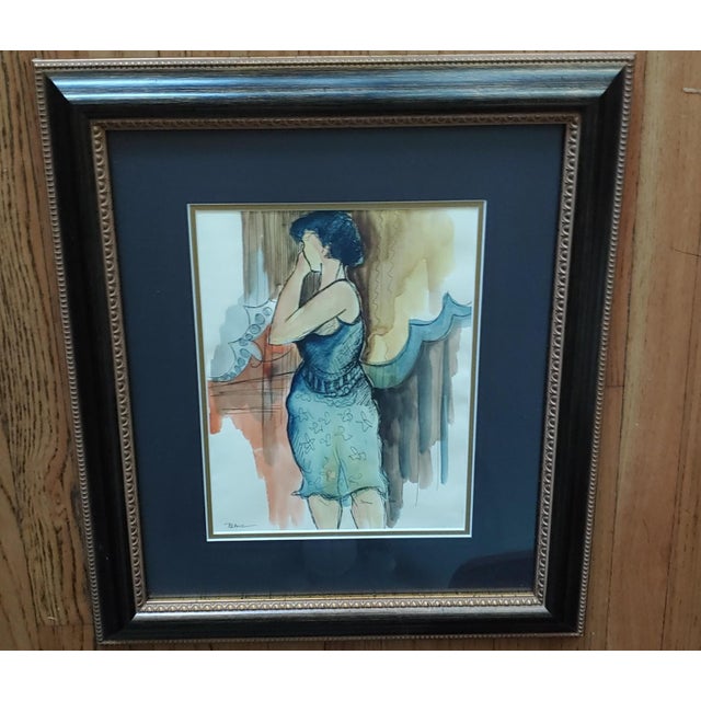 Late 20th Century Portrait Watercolor Paintings of a Lady by Patricia Govezensky, Framed - Set of 3 For Sale - Image 4 of 10