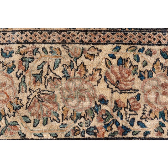 1920s Persian Kirman Beige, Brown, Green Hand Knotted Wool Carpet For Sale - Image 9 of 10