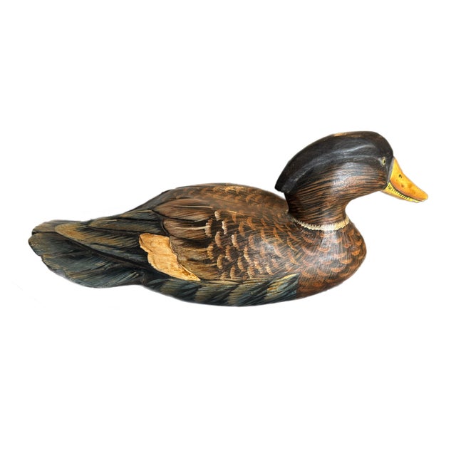 American Vintage Hand-Painted Mallard Decoy For Sale - Image 3 of 5