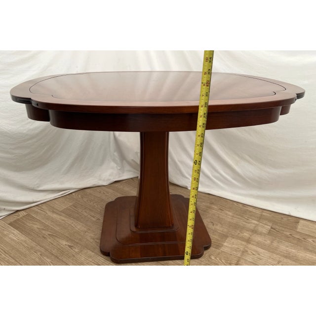 Brown Vintage Stickley Pedestal Table Solid Cherry Clover Pattern Kitchen Game Room For Sale - Image 8 of 13