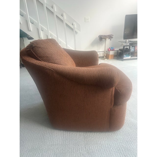 Vintage Sculptural Brown Ribbed Lounge Chair / Barrel Club Chair For Sale - Image 4 of 5