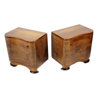Art Deco Bedside Tables by Jindřich Halabala for Up Závody, 1930s, Set of 2 For Sale
