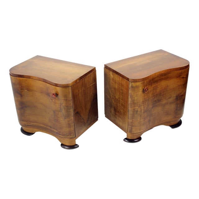 Art Deco Bedside Tables by Jindřich Halabala for Up Závody, 1930s, Set of 2 For Sale