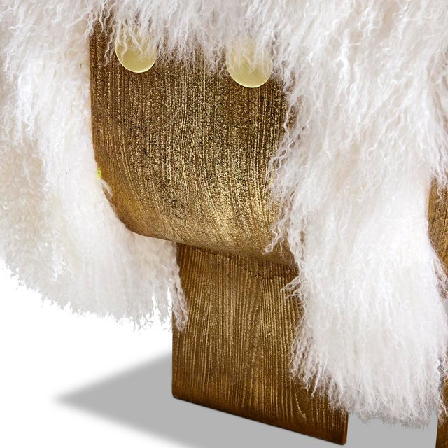 Metal Modern Arctic White Mongolian Sheepskin Fur Primal Sofa by Egg Designs For Sale - Image 7 of 11