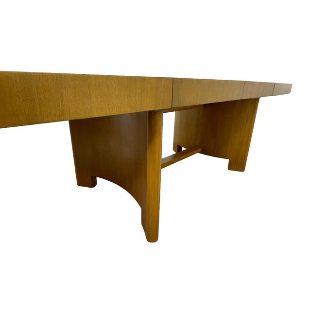 Authentic Gilbert Rohde for Herman Miller Dining Table With Burlwood Checkerboard Top & Two Leaves For Sale - Image 10 of 18