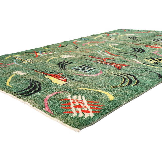 54051 Zeki Muren Vintage Turkish Sivas Rug, 06'01 x 09'05. The Nomadic Velocity: A Vintage Zeki Müren Sivas Masterpiece of...
