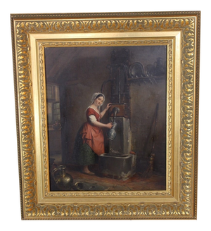 Jean-Henri Decoene, The Water Carrier, 19th Century, Oil on Wood, Framed