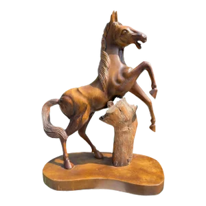 Vintage Hand-Carved Mahogany Rearing Horse Statue