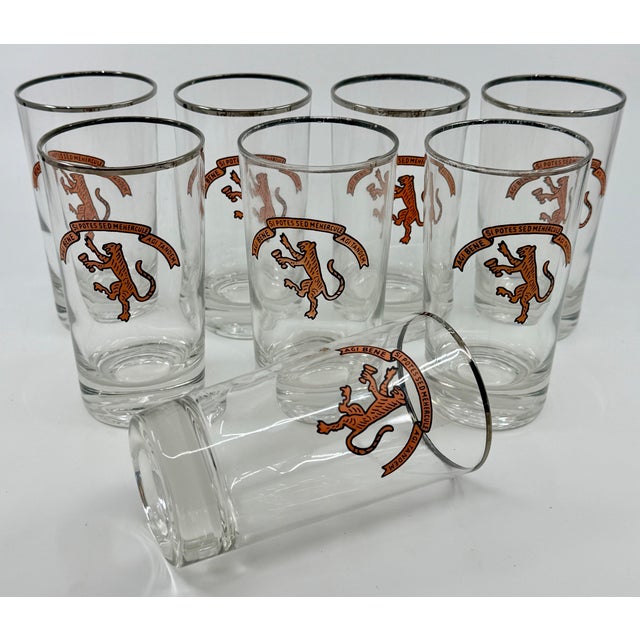Glass Vintage Princeton University Tiger Inn Cocktail Glasses - 8 Highballs, 4 Old Fashioned Glasses For Sale - Image 7 of 9
