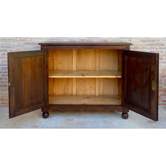 Traditional Spanish Carved Oak Cabinet with Geometric Panels, Early 20th Century For Sale - Image 3 of 15